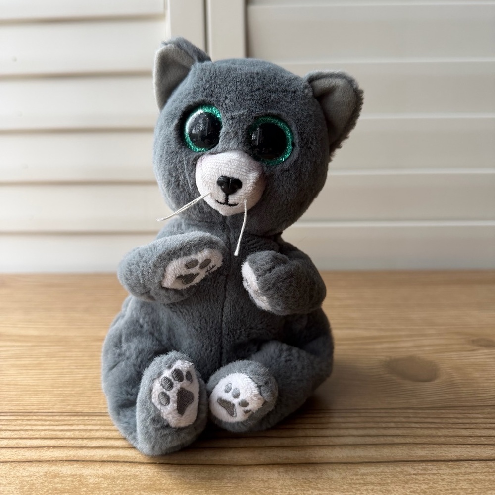 Ty Beanie Baby Bellies Binx Grey Kitten Cat 6” Plush Stuffed Animal Glitter Eyes